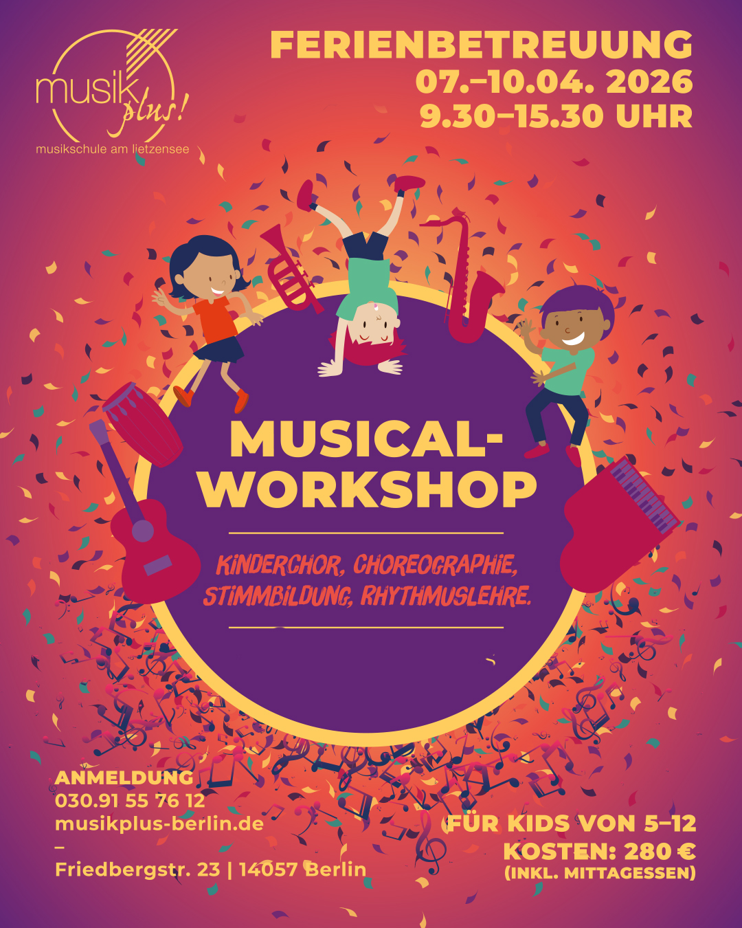 Osterferien 2026 bei musikplus! – Musikalische Abenteuer für Kinder in Berlin